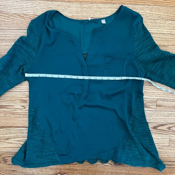 ANTHRO Maeve Emerald Green Peasant Top Crochet Lace Back Boho Blouse M - Picture 10 of 11